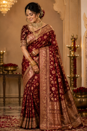 Maroon Bridal Saree